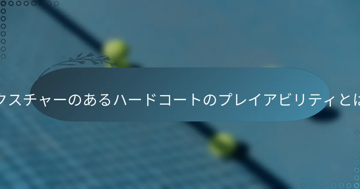 テクスチャーのあるハードコートのプレイアビリティとは？