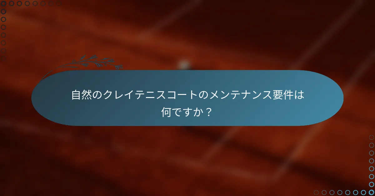 自然のクレイテニスコートのメンテナンス要件は何ですか？